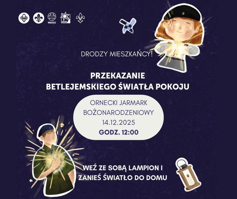 Plakat informujący - Przekazanie Betlejemskiego Światła Pokoju