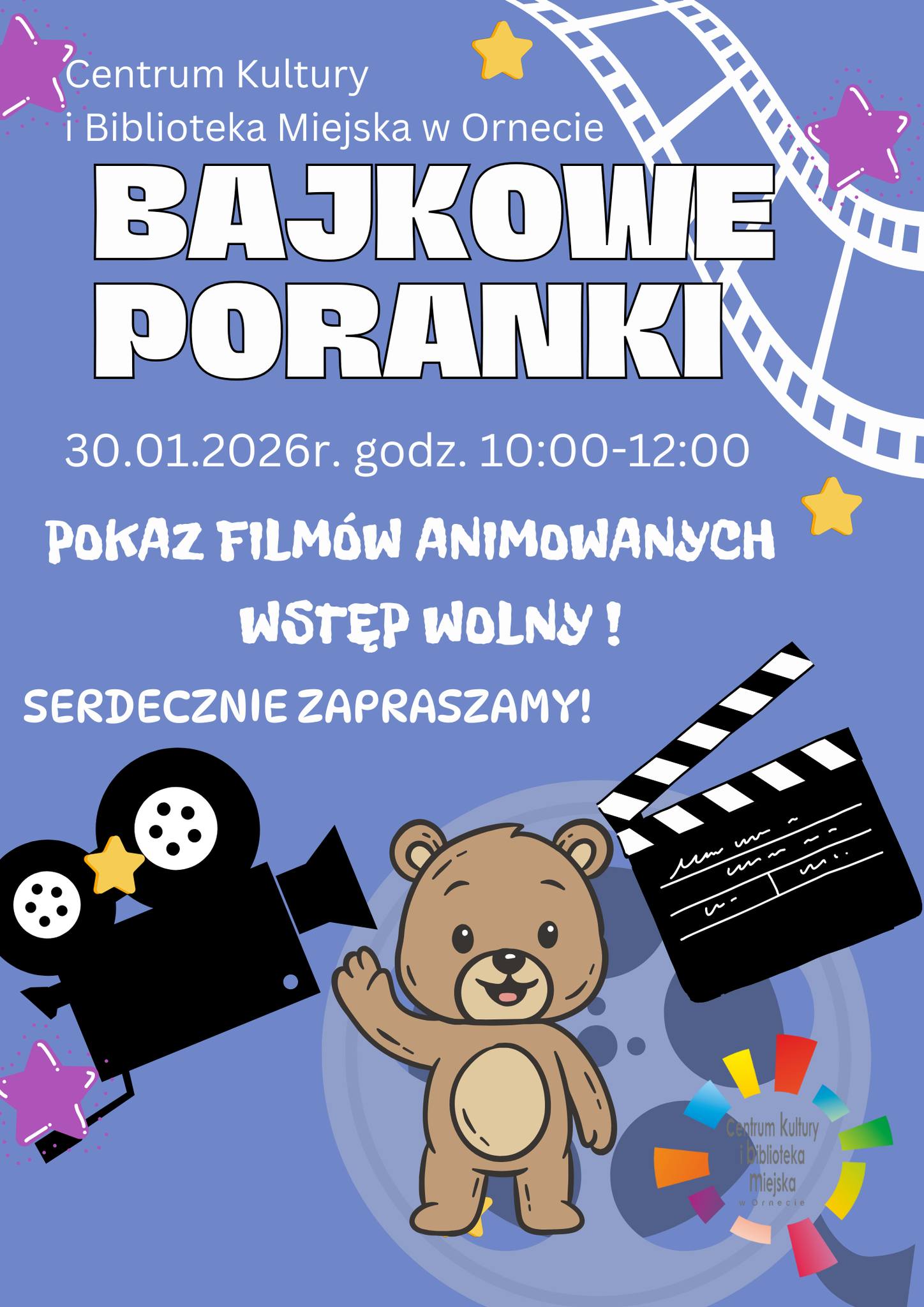 Plakat - Bajkowe Poranki - Pokaz Filmów Animowanych
