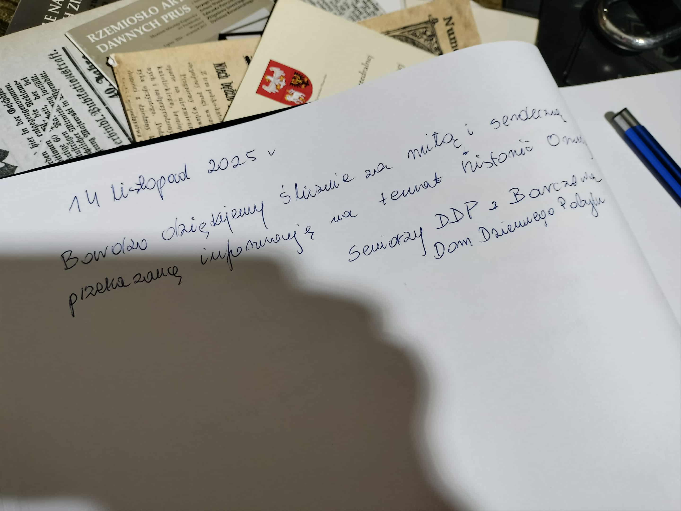 Wpis do kroniki muzeum