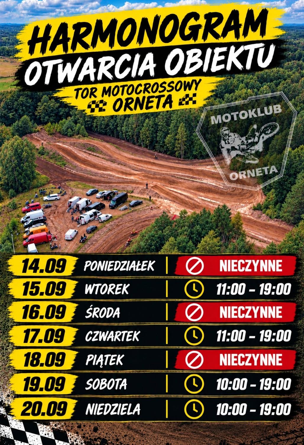 Harmonogram otwarcia toru motocrossowego
