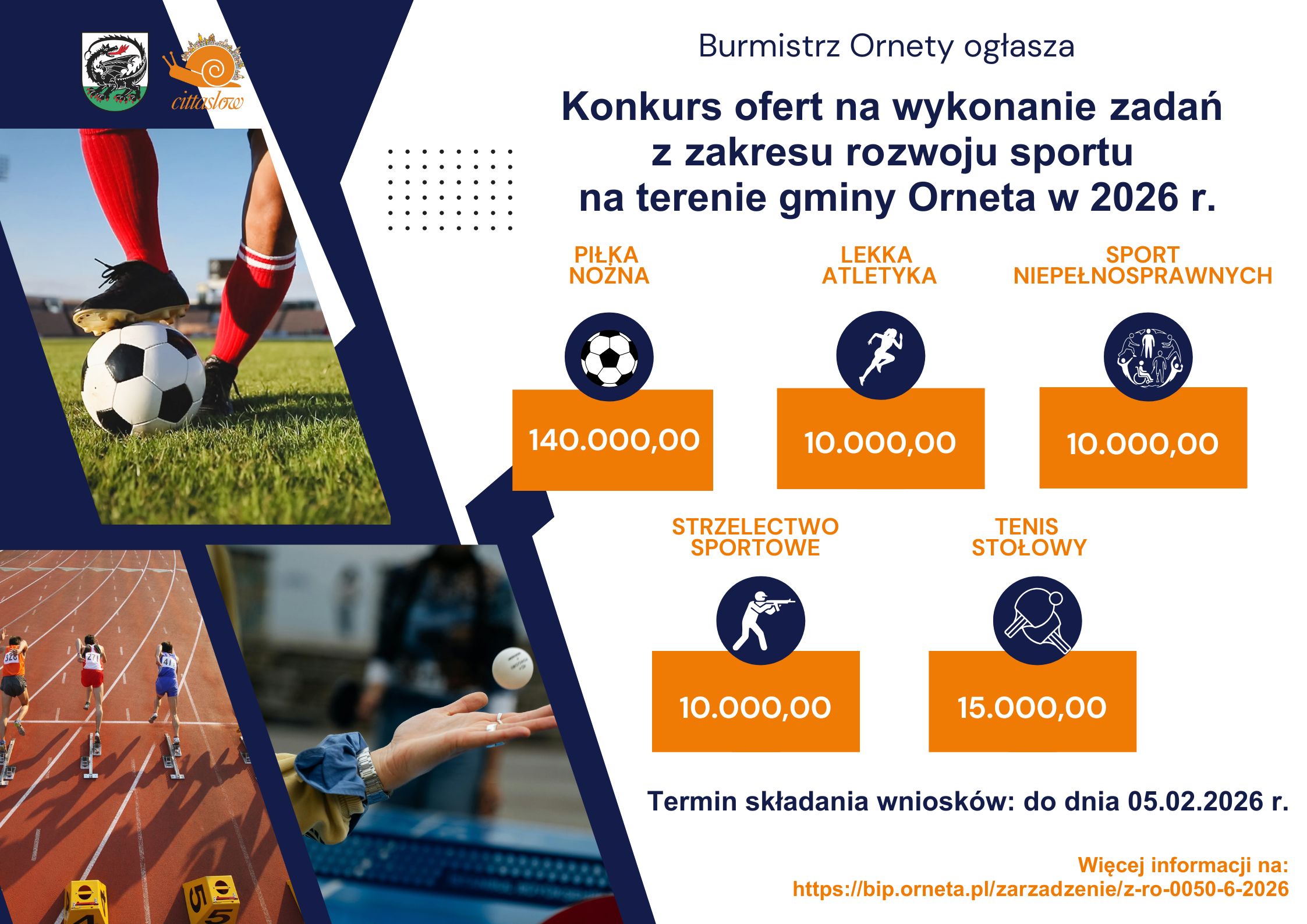 Plakat informacyjny - konkurs na wykonanie zadań z zakresu rozwoju sportu