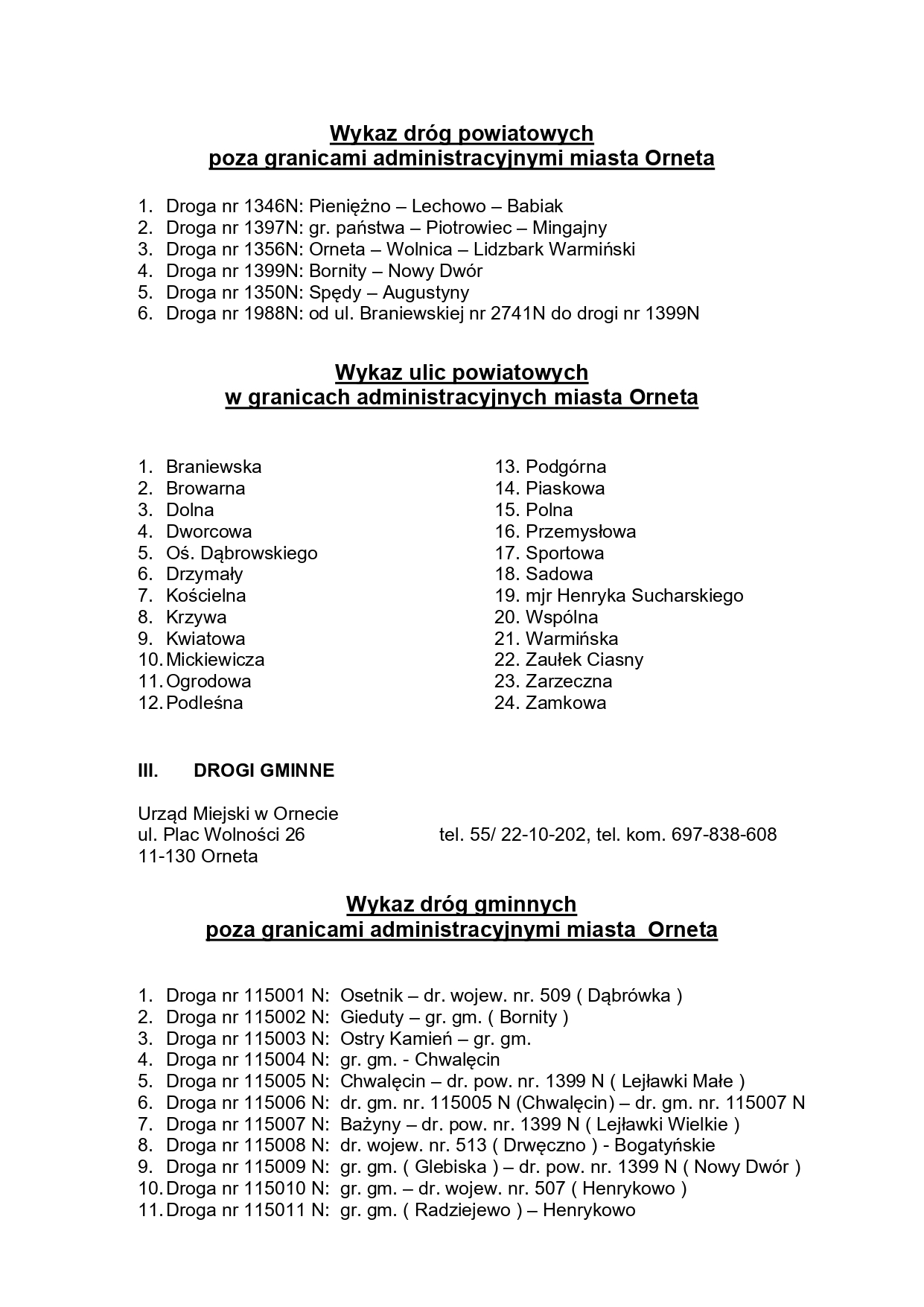 Informacja - zimowe utrzymanie dr&oacute;g