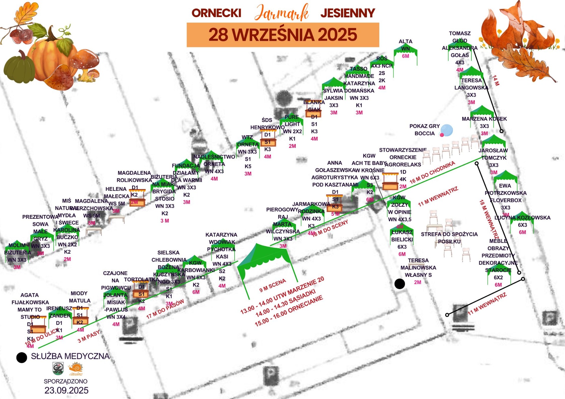 Mapa rozstawienia stanowisk Ornecki Jarmark Jesienny