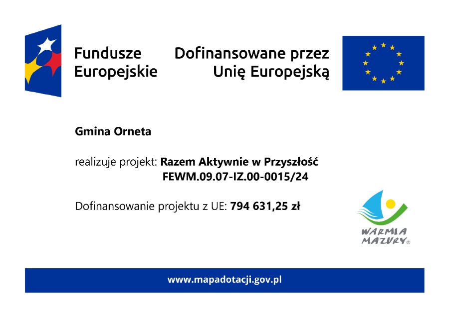 Tablica informacyjna o realizacji projektu Razem Aktywnie w Przyszłość